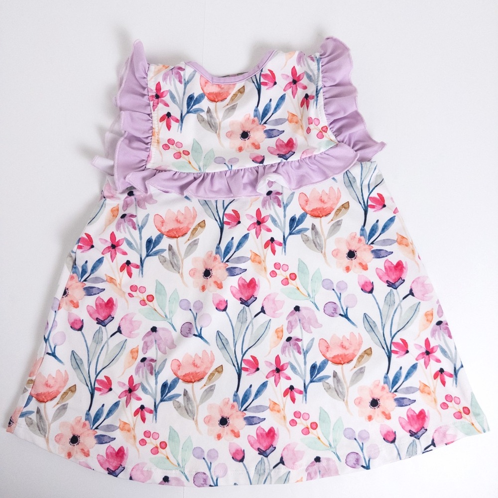 Millie Loves Lily Floral‎ Ruffle Top Girls 4 Multicolor Watercolor Sleeveless - Picture 3 of 6
